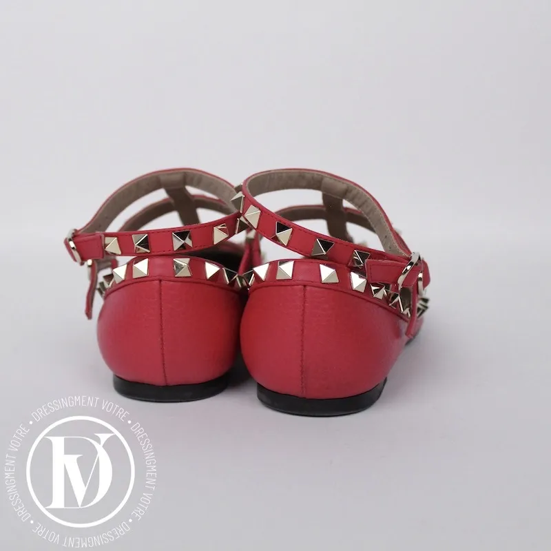 Ballerines Rockstud en cuir grainé rose p.35 – Valentino