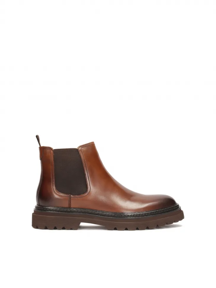 Bottes Chelsea en cuir marron pour hommes