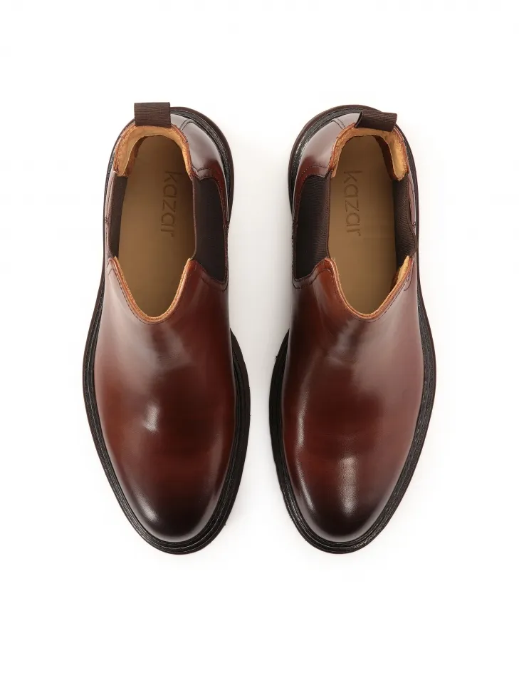 Bottes Chelsea en cuir marron pour hommes