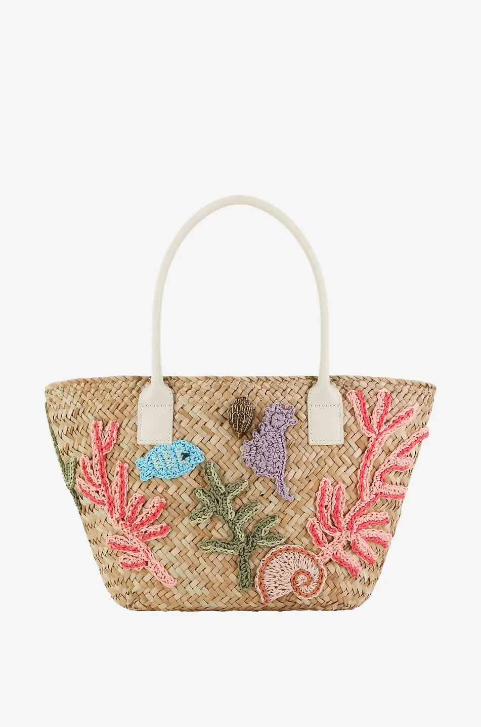 Cabas en fibres de paille brodé Sea