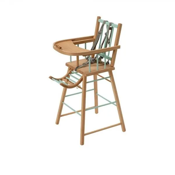 Chaise haute en bois André Hybride vert mint