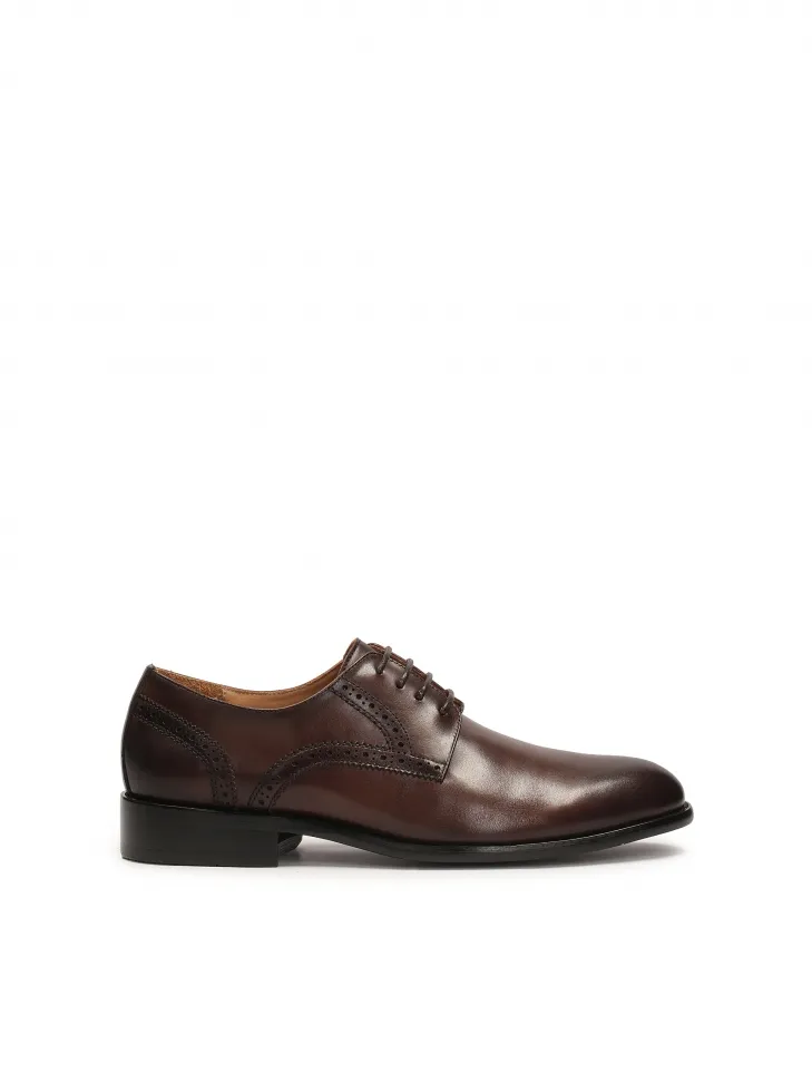 Chaussures derby en cuir marron décoré