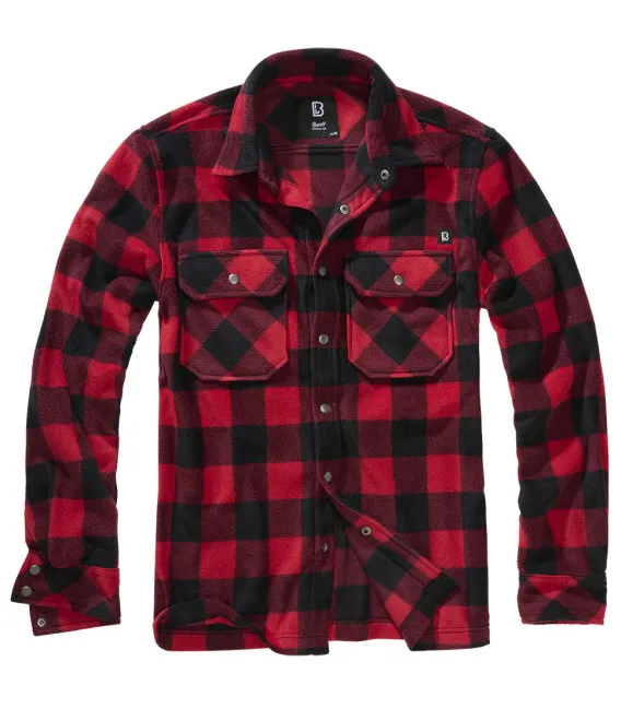 Chemise polaire Jeff à manches longues Brandit Noire et rouge