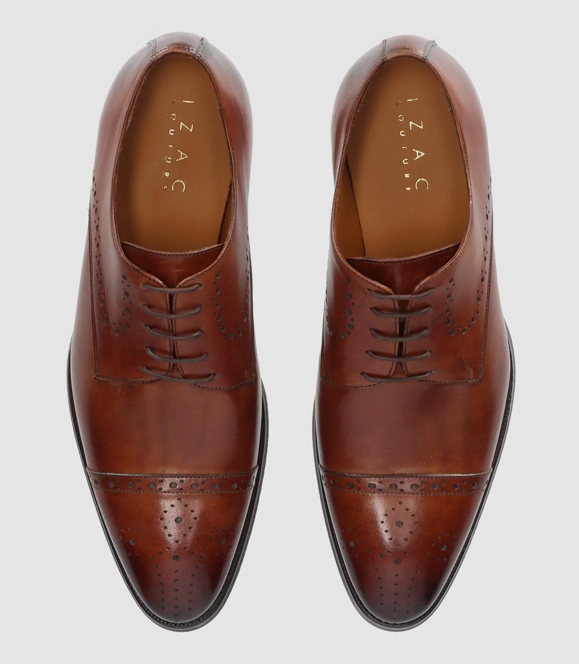 Derby couture en cuir marron clair OCTAVIO