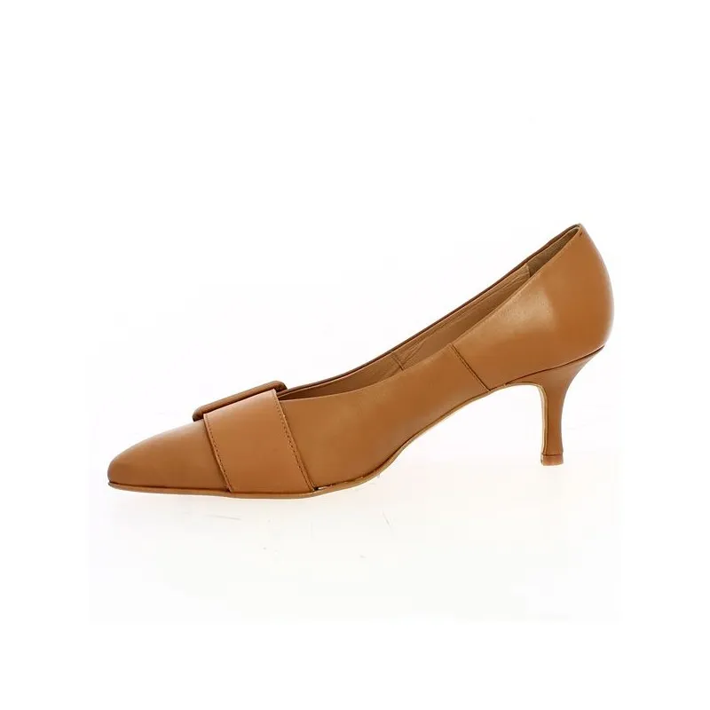 Escarpin chic camel clair boucle avant grande taille Eva