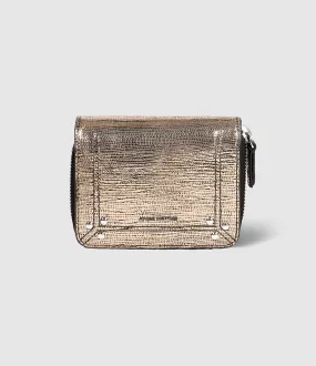 JEROME DREYFUSS Partager  Porte-Monnaie André Cuir Lamé Champagne  