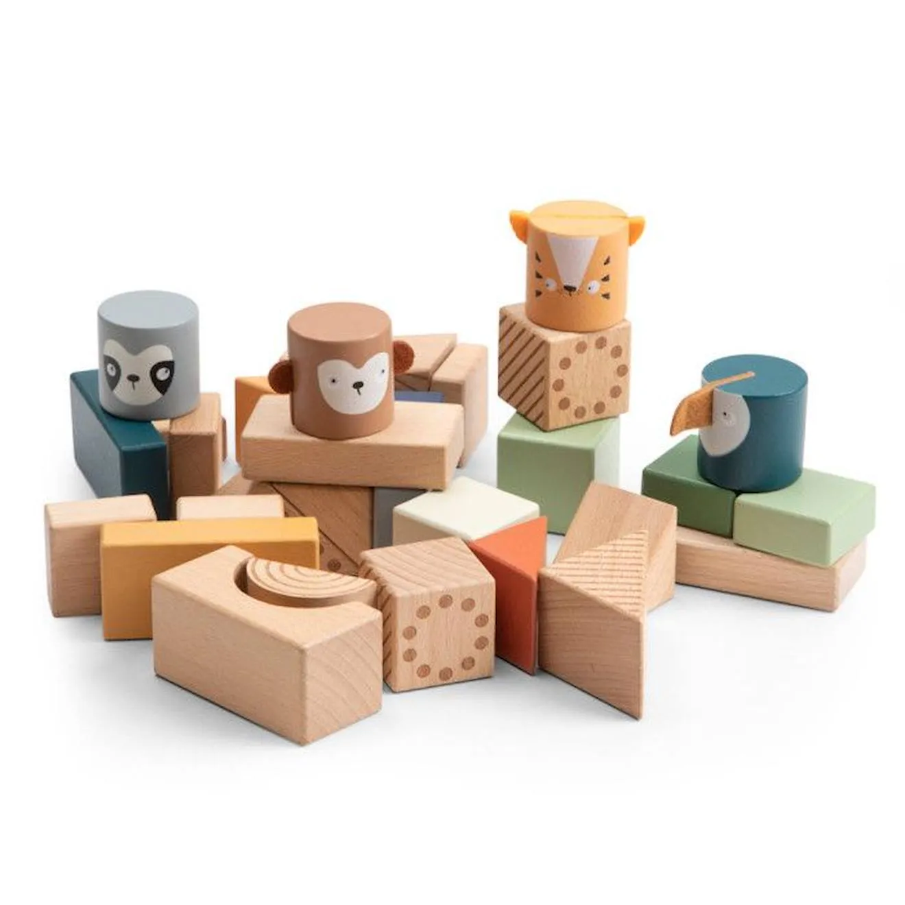 Jeu à empiler en bois Animaux - Blocs de construction - Sebra beige - 