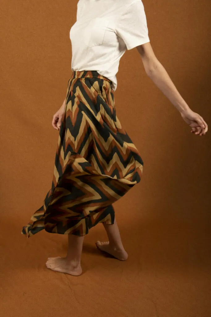 Jupe Jalano Imprimé Chevron Marron