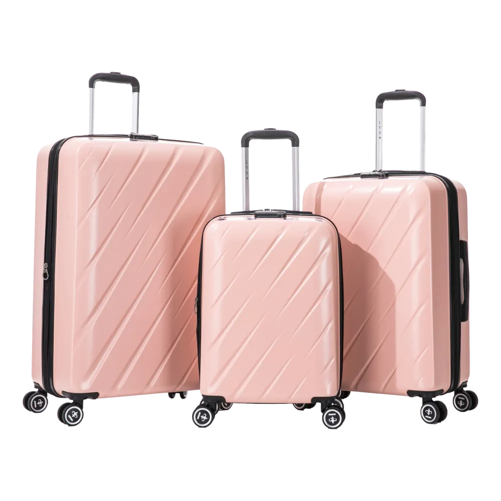 Lot de 3 Valises Extensibles - 100% ABS - LYS Paris 350/3 Couleur Rose Gold