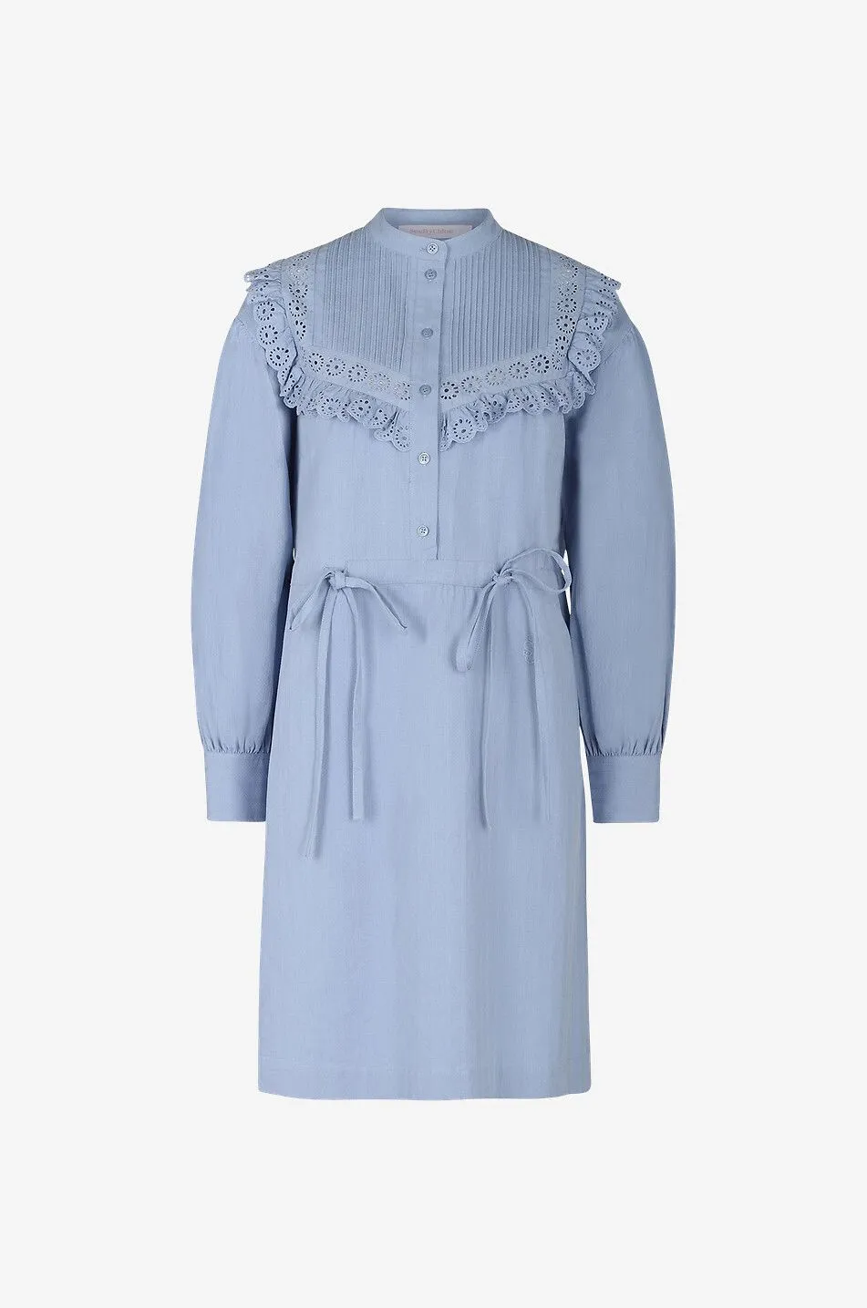 Mini robe chemise en coton bio à volants
