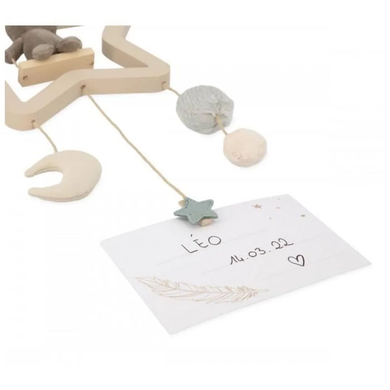 Mobile en bois personnalisable - KALOO - ours en peluche - étoiles - 50 cm de haut blanc - Kaloo