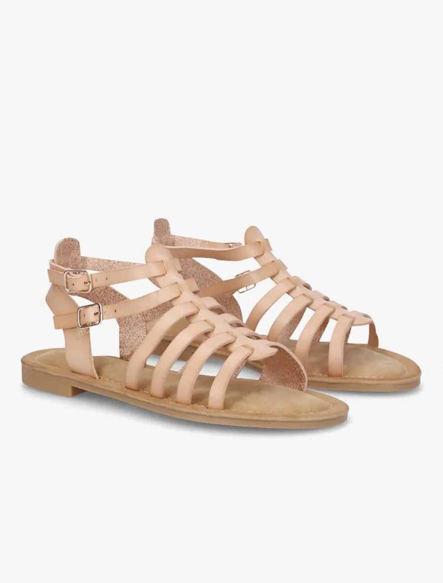 Nu-pieds en simili à multibrides - Beige