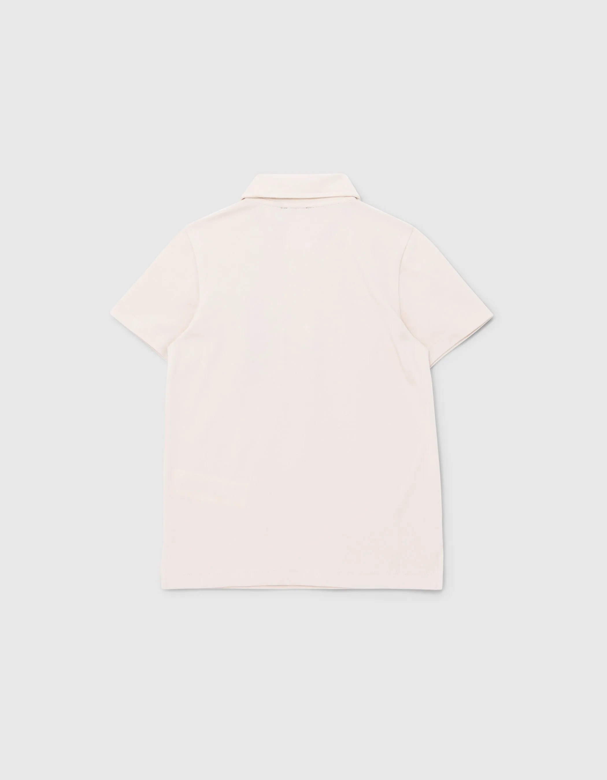 Polo beige coton bio brodé poitrine garçon