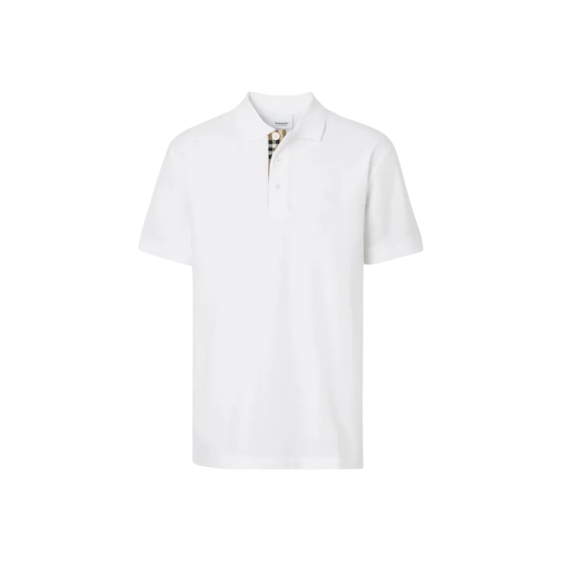 Polo Eddie manches courtes coton piqué blanc logo Monogramme TB