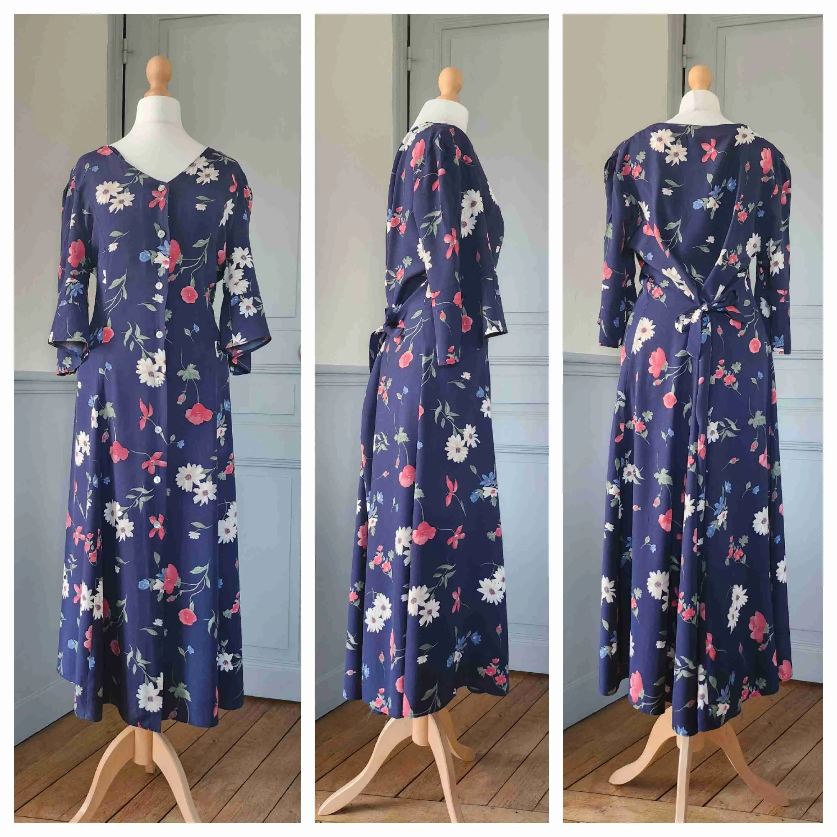 Robe boutonnée à fleurs