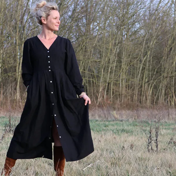 Robe Clémence -  viscose/lin noire