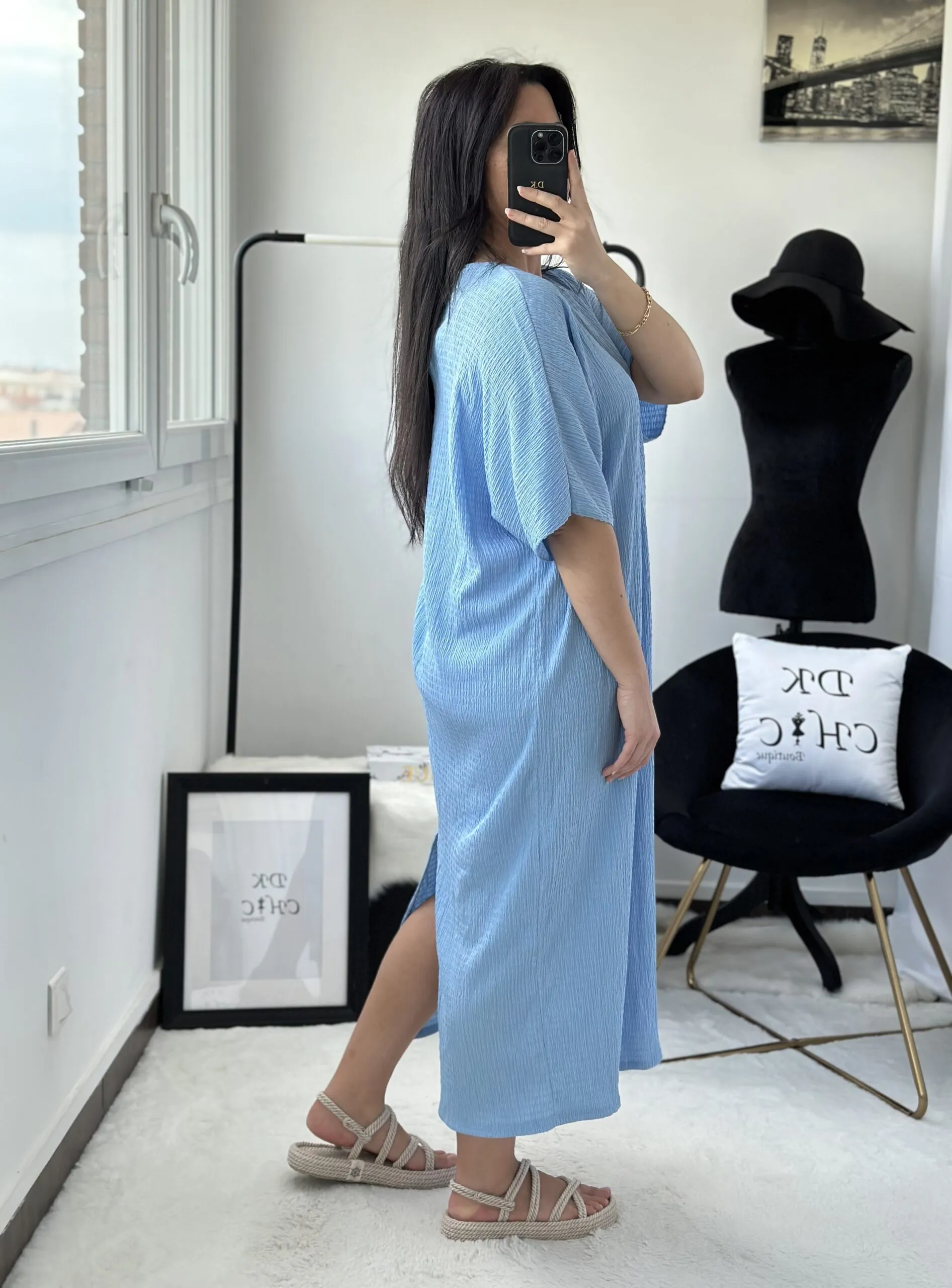 Robe Papillon manches courtes Bleu ciel