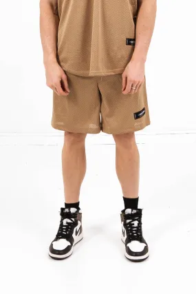 Short mesh logo Beige