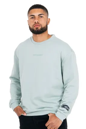 Sweat col rond logo turquoise