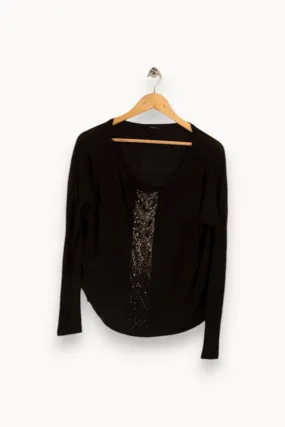 Sweat léger noir avec strass - Taille L/40