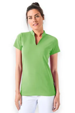 T-shirt Stretch Femme - Col officier vert pomme
